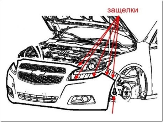 Демонтаж переднего бампера 